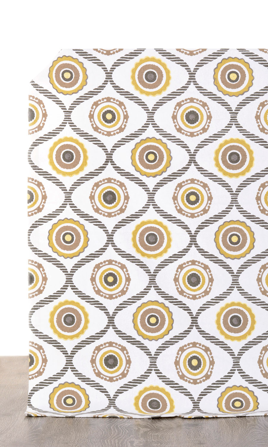 Printed Cotton Home Décor Fabric By the Yard (Ocher Yellow/ Gray/ Brown)