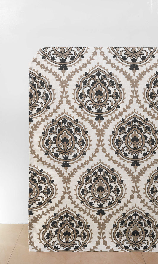 Damask Embroidered Blinds (Brown/ Black/ White)