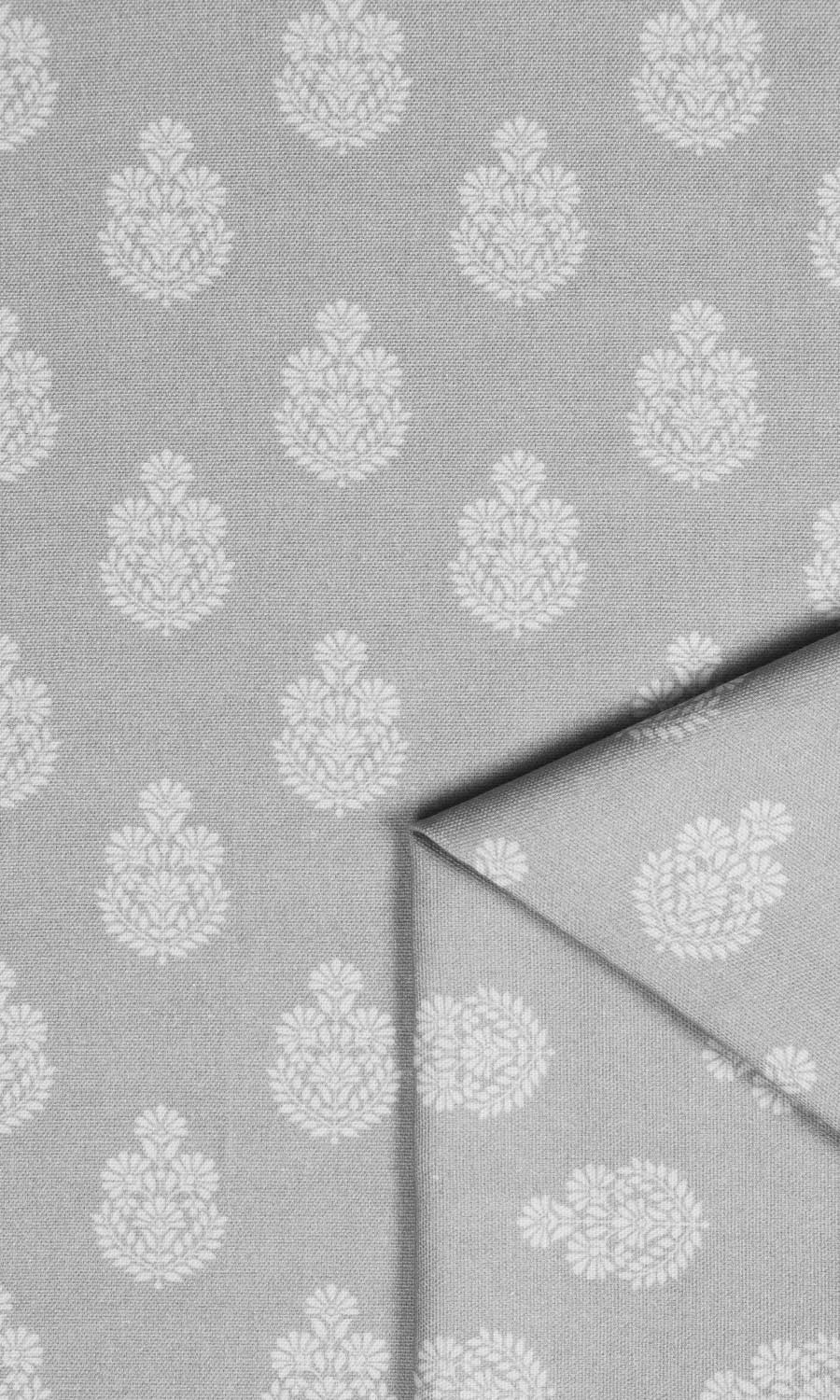 Floral Cotton Free Fabric Material Sample (Silver Grey)