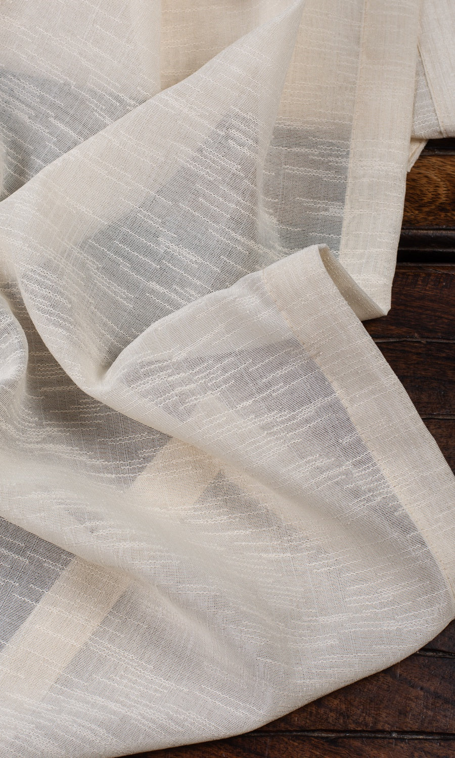 Textured Sheer Home Textile Fabric Material Sample (Pale Beige/ Warm Ivory)