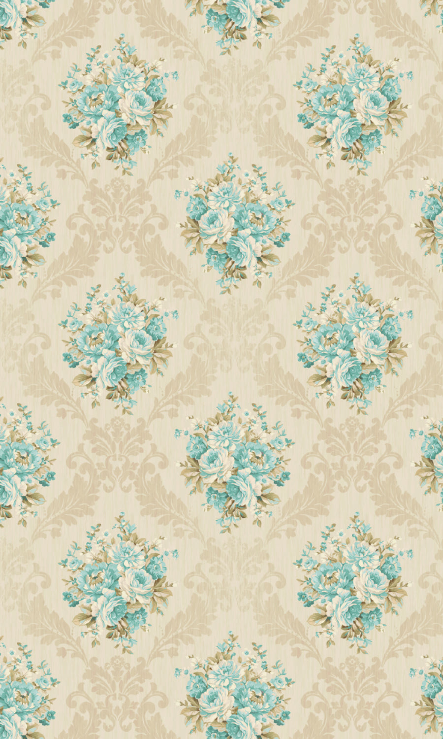 Floral Dimout Home Textile Fabric Material By the Yard (Blue/ Ivory)