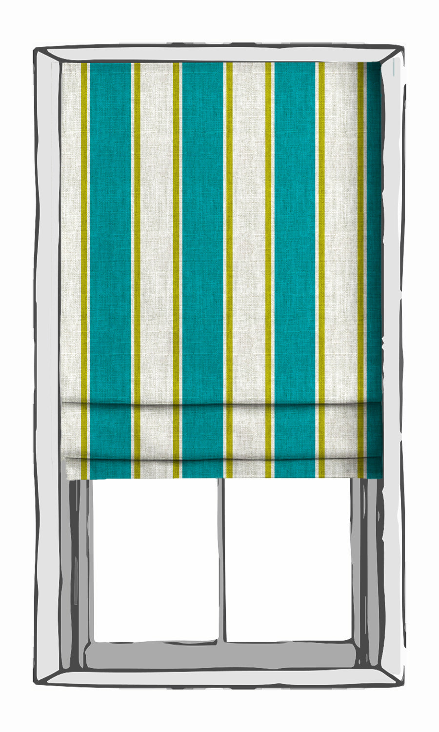 Striped Print Window Treatments Fabric By the Yard (Pacific Blue)