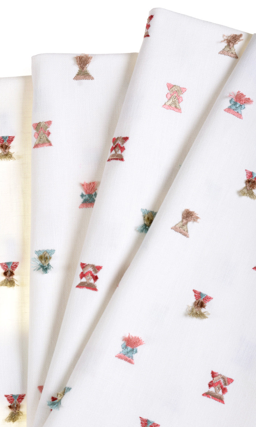 Embroidered Home Textile Fabric Material By the Yard (Red/ Pink/ Blue/ White)