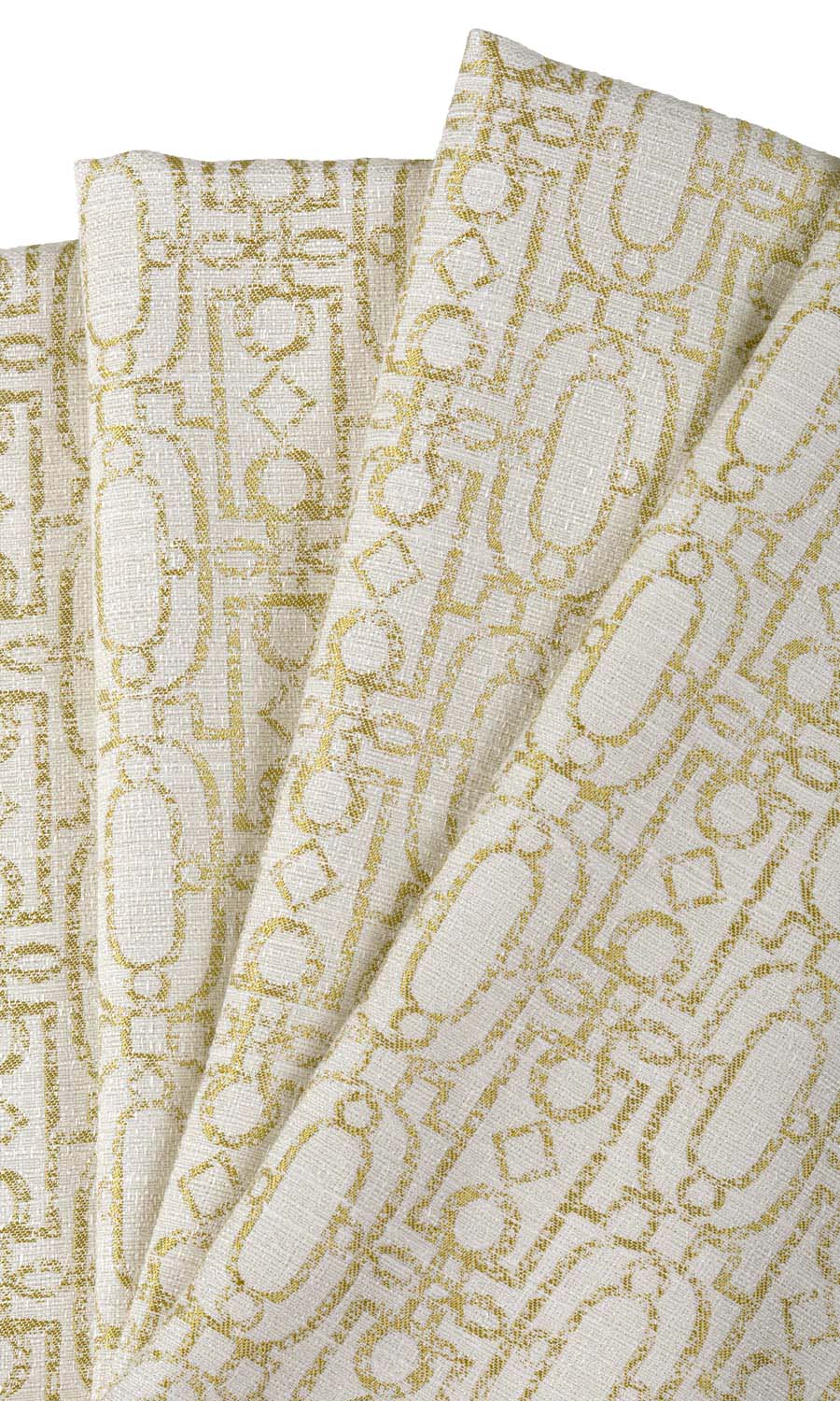 Trellis Poly-Cotton Fabric Material By the Yard (Off White/ Green)