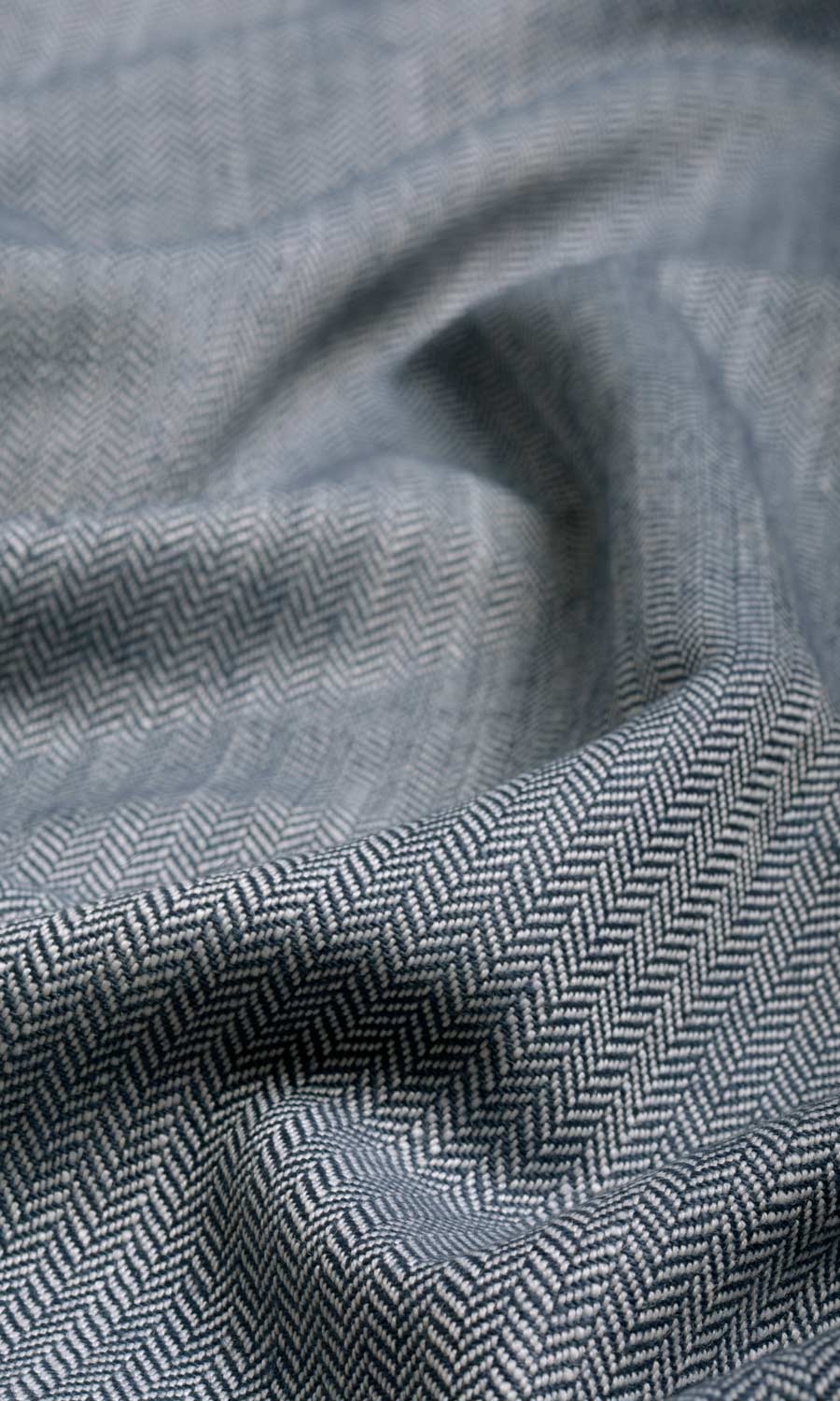 Herringbone Textured Fabric Material By the Yard (Denim/ Navy Blue)