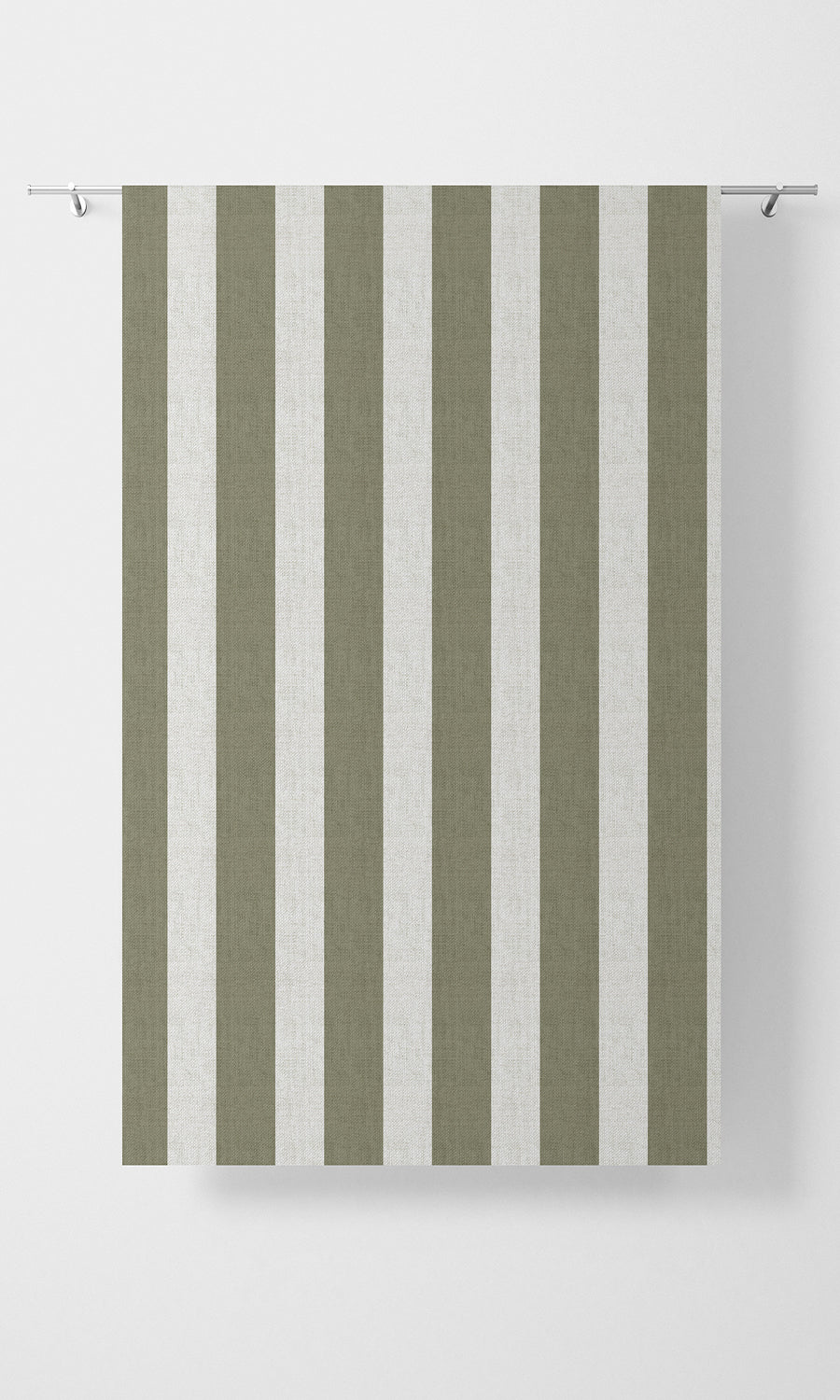 Striped Home Textile Fabric Material By the Metre (Olive Green/ White)