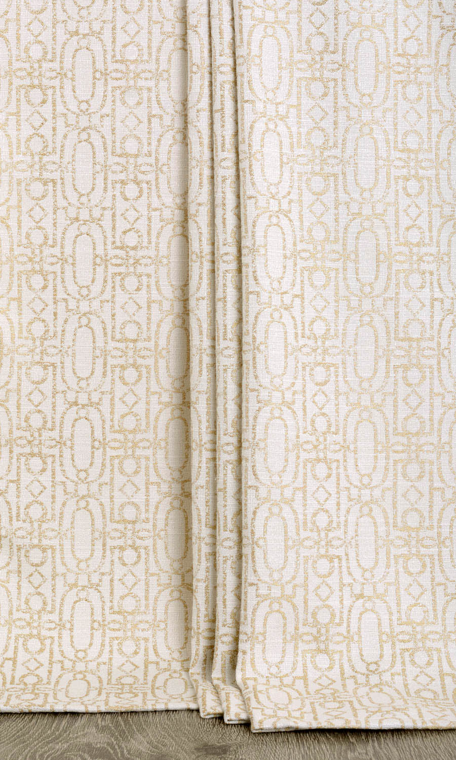 Trellis Poly-Cotton Window Treatments Fabric By the Yard (Off White/ Pale Beige)