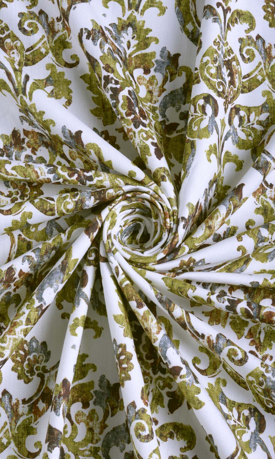 Damask Print Fabric By the Yard for Curtains & Drapes (Yellow/ Green/ Brown)