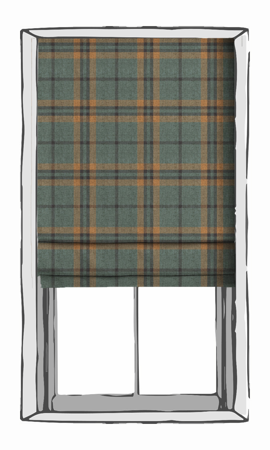 Plaid Window Treatments Fabric By the Yard (Teal/ Mustard)