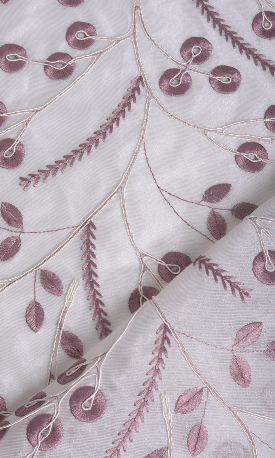 Nature Inspired Fabric By the Metre for Roman Blinds & Shades (White/ Pink)