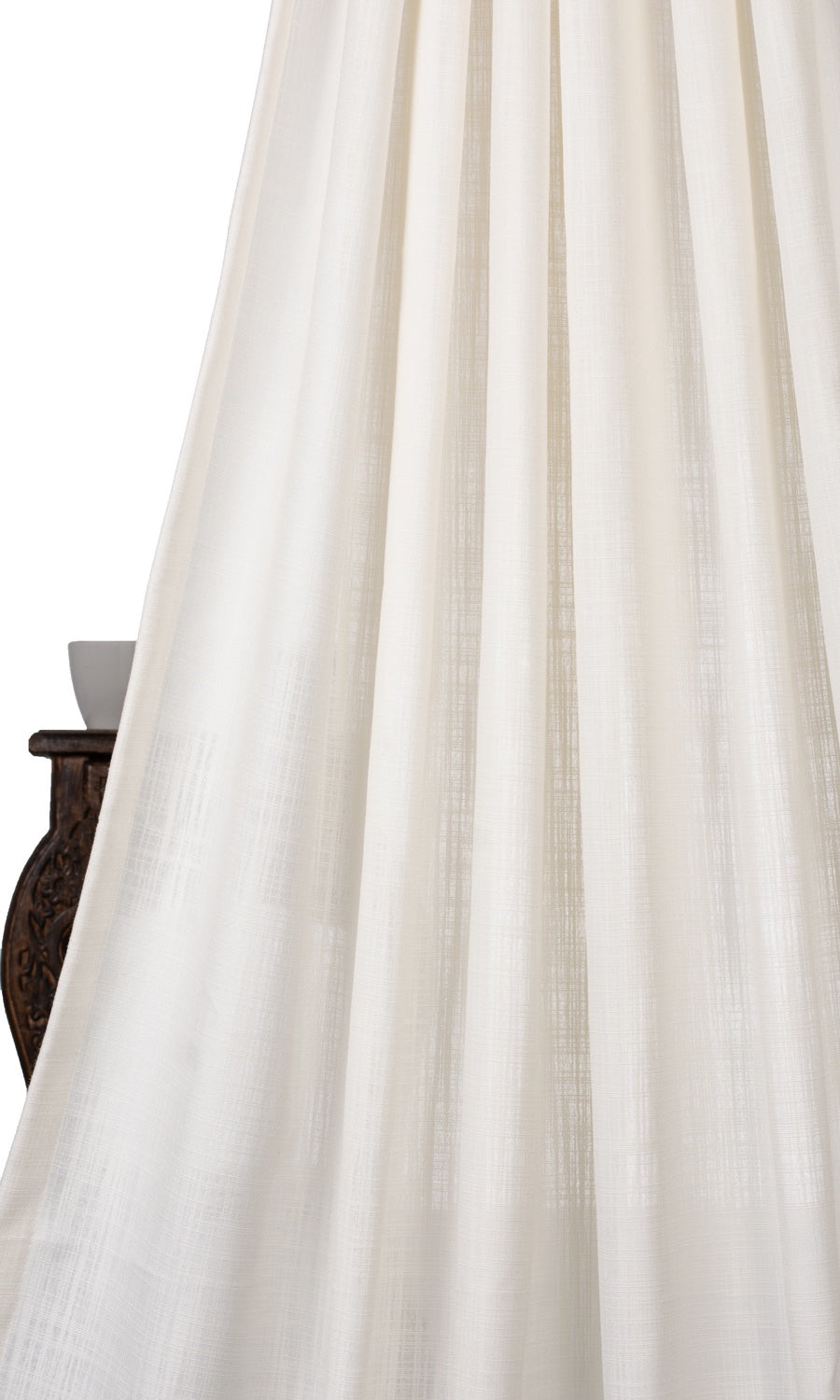 Linen-Texture Semi-Sheer Free Fabric Material Sample (Off-White)