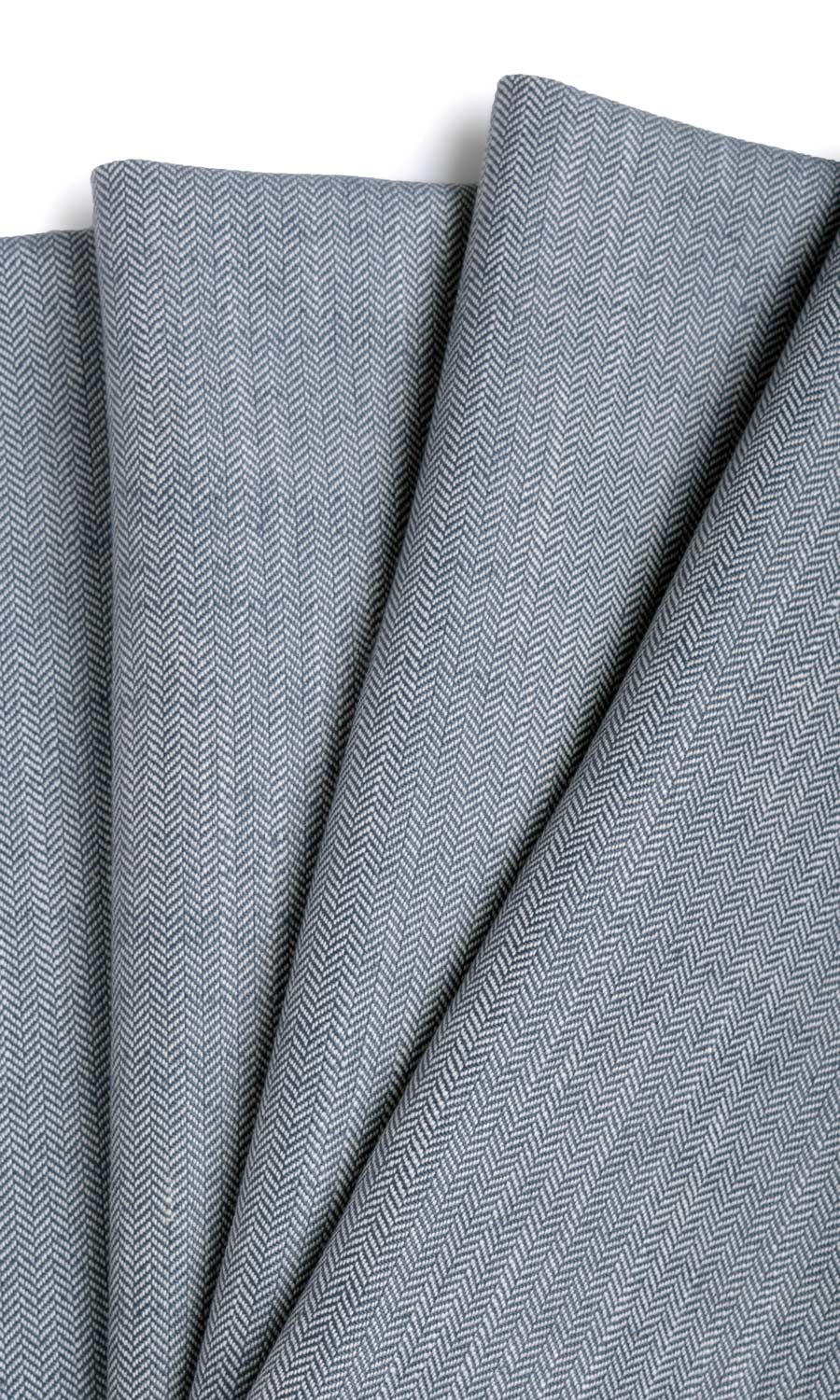 Herringbone Textured Window Treatments Fabric By the Yard (Denim/ Navy Blue)