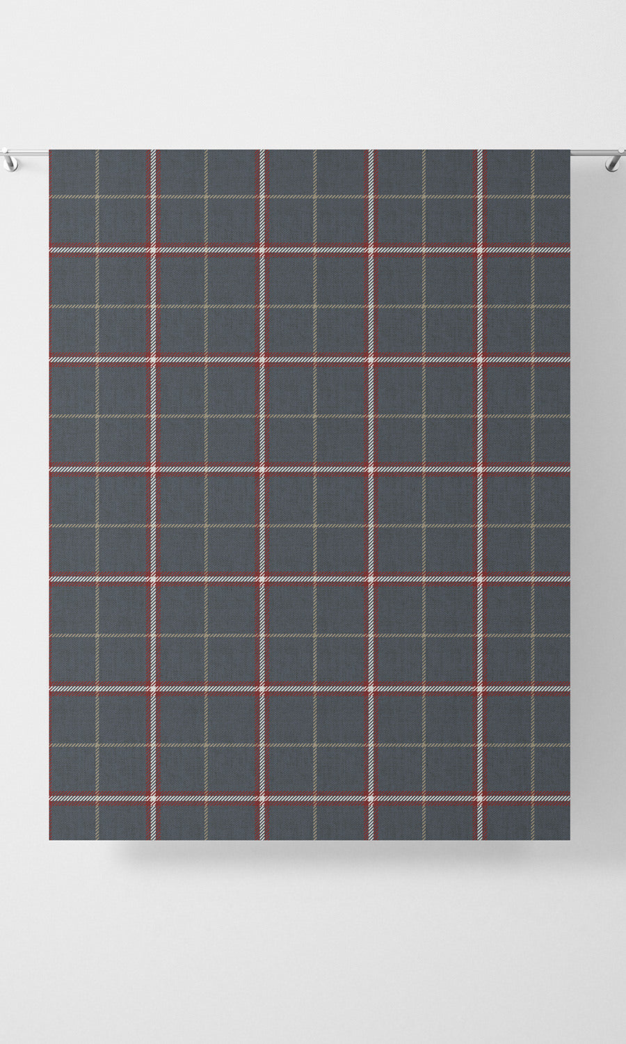 Geometric Patterned Fabric Material By the Yard (Slate Grey/ Red)