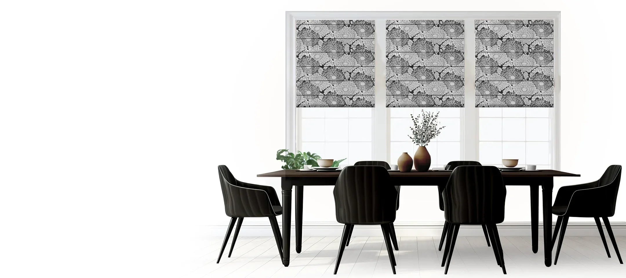 Black White Roman Shades