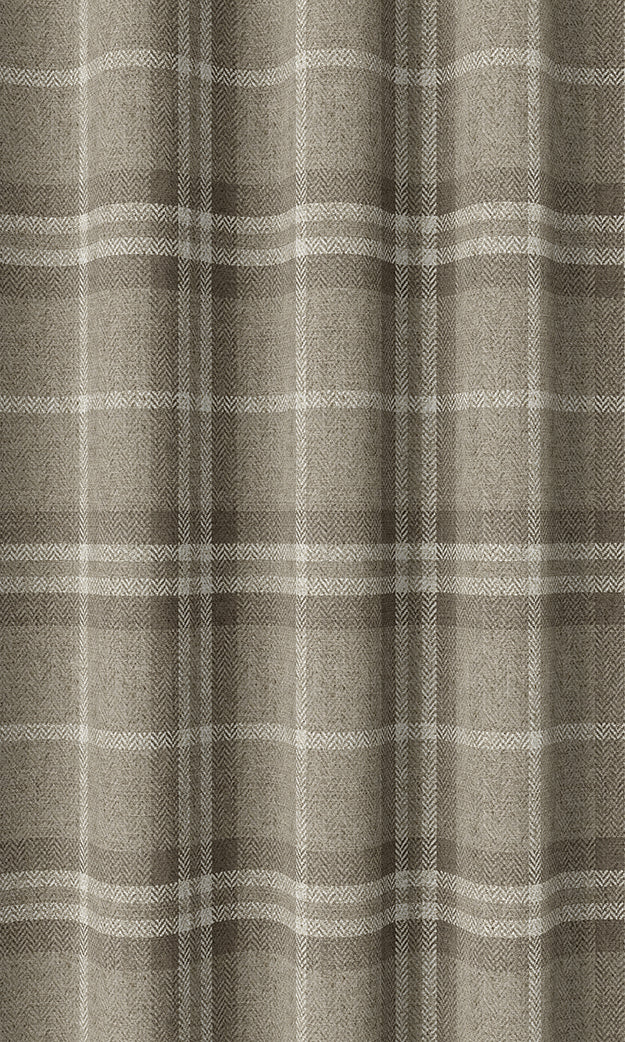Plaid Patterned Home Textile Fabric Material By the Yard (Beige & Brown)