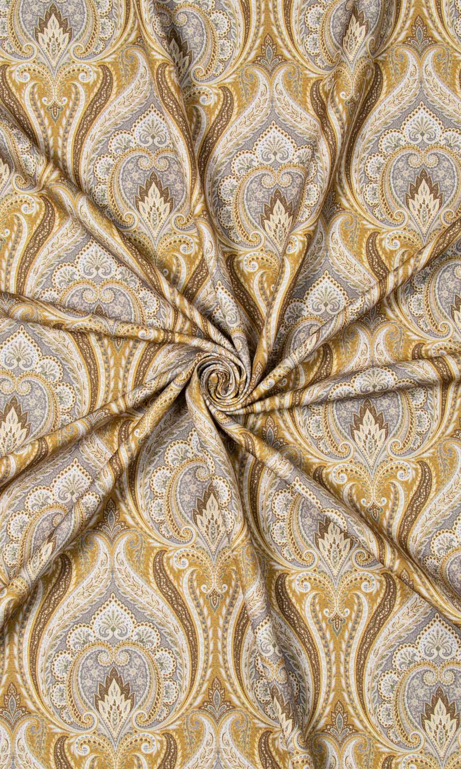 Floral Damask Fabric Material By the Yard (Grey/ Yellow)