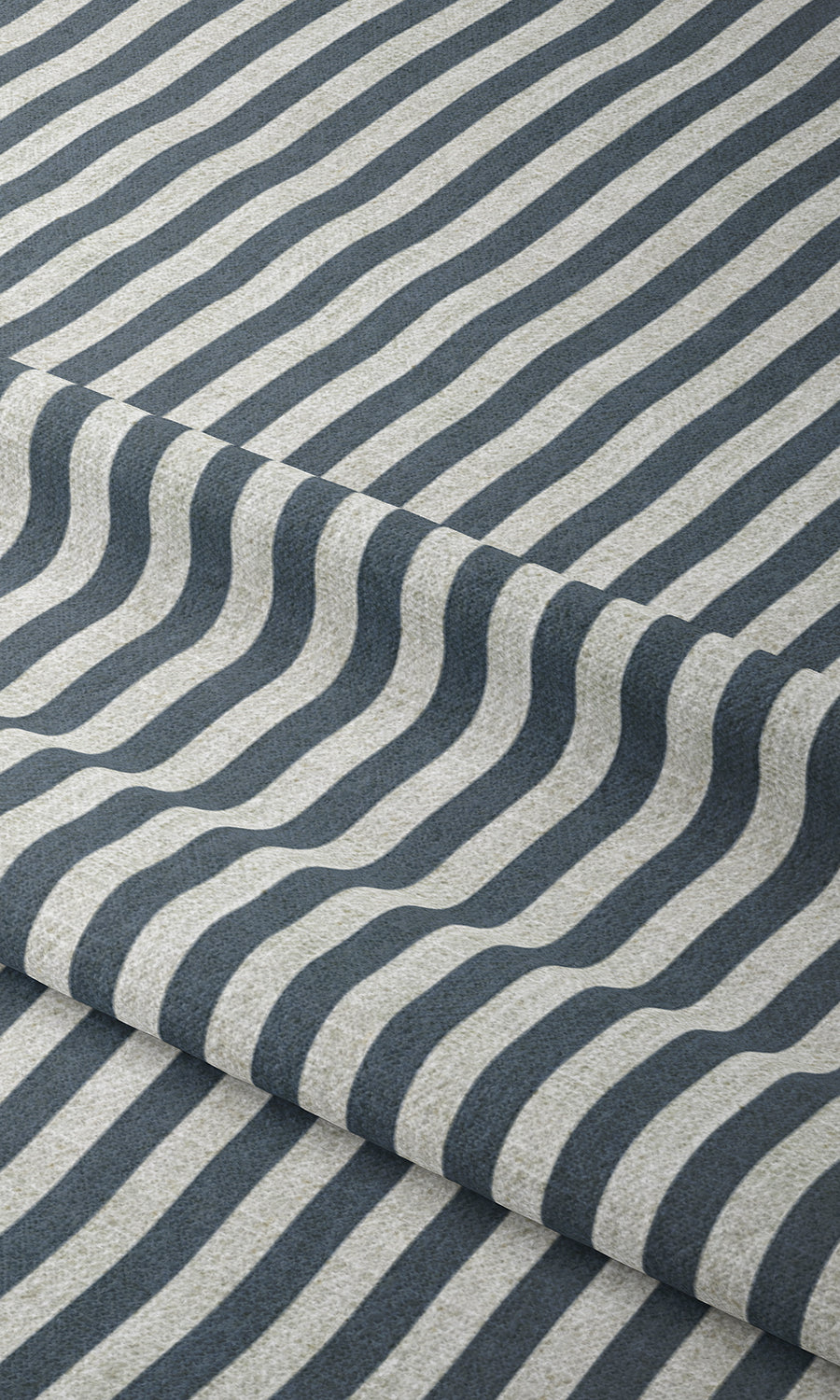 Modern Striped Print Window Treatments Fabric By the Yard (Petrol Blue/ White)