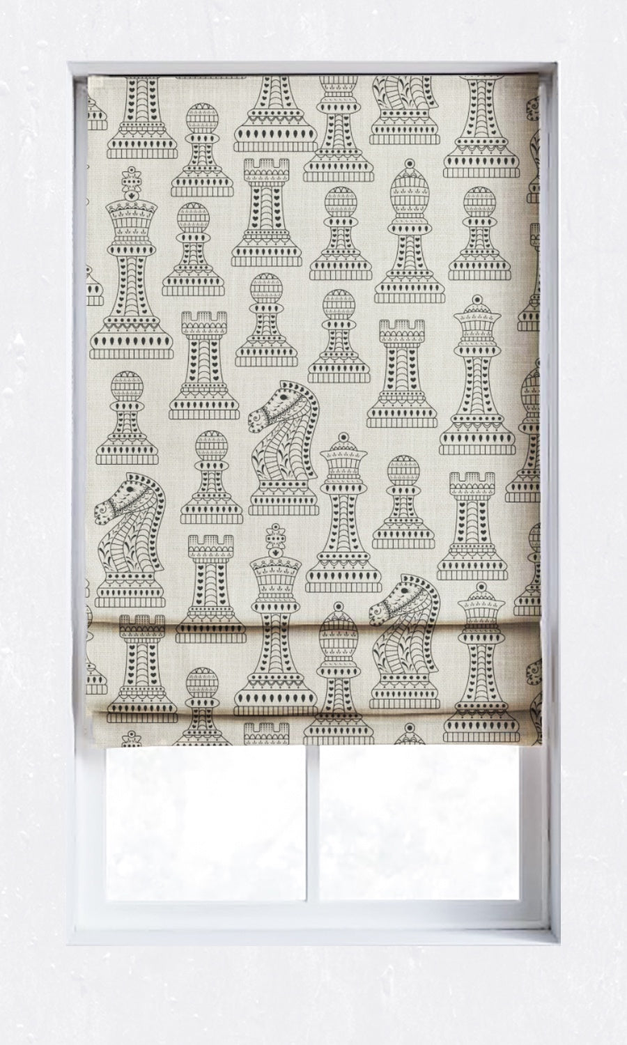Modern Print Window Treatments Fabric By the Metre (Black/ Milky White)