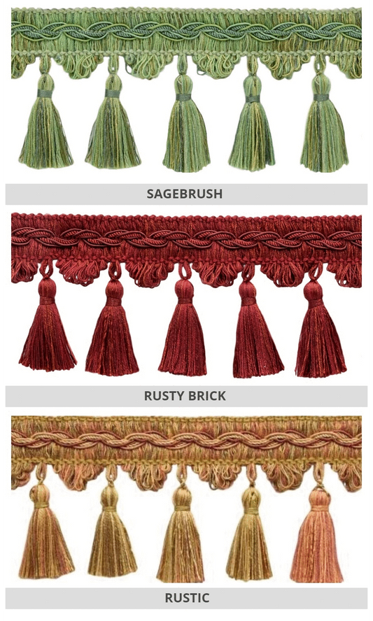Tassel and trims for roman blind