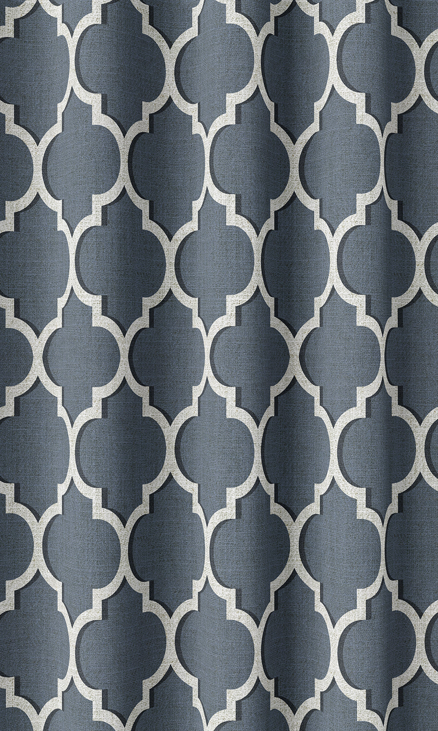 Trellis Tile Print Home Décor Fabric By the Metre (Petrol Blue/ White)