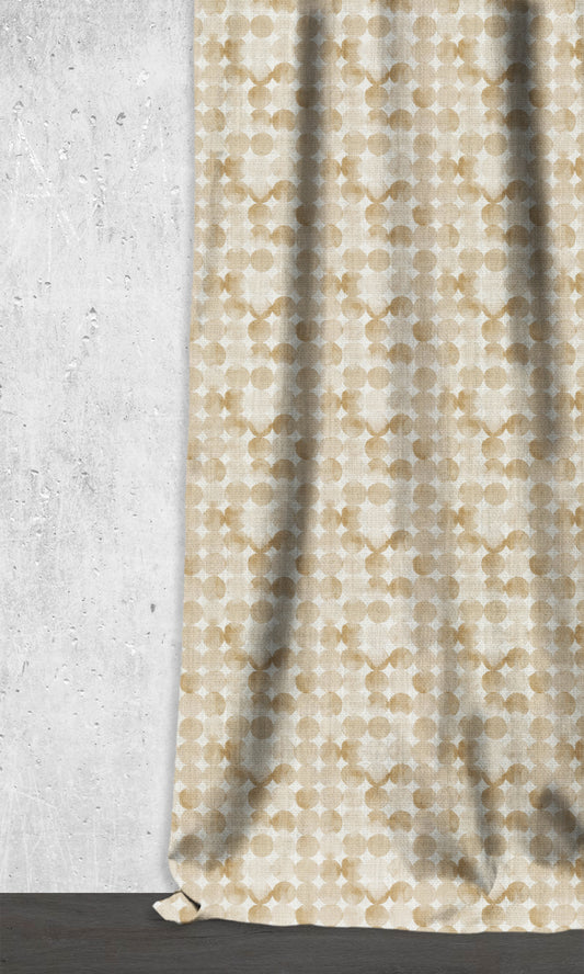 Polka Dot Home Décor Fabric By the Metre (Eggshell White/ Pale Brown)