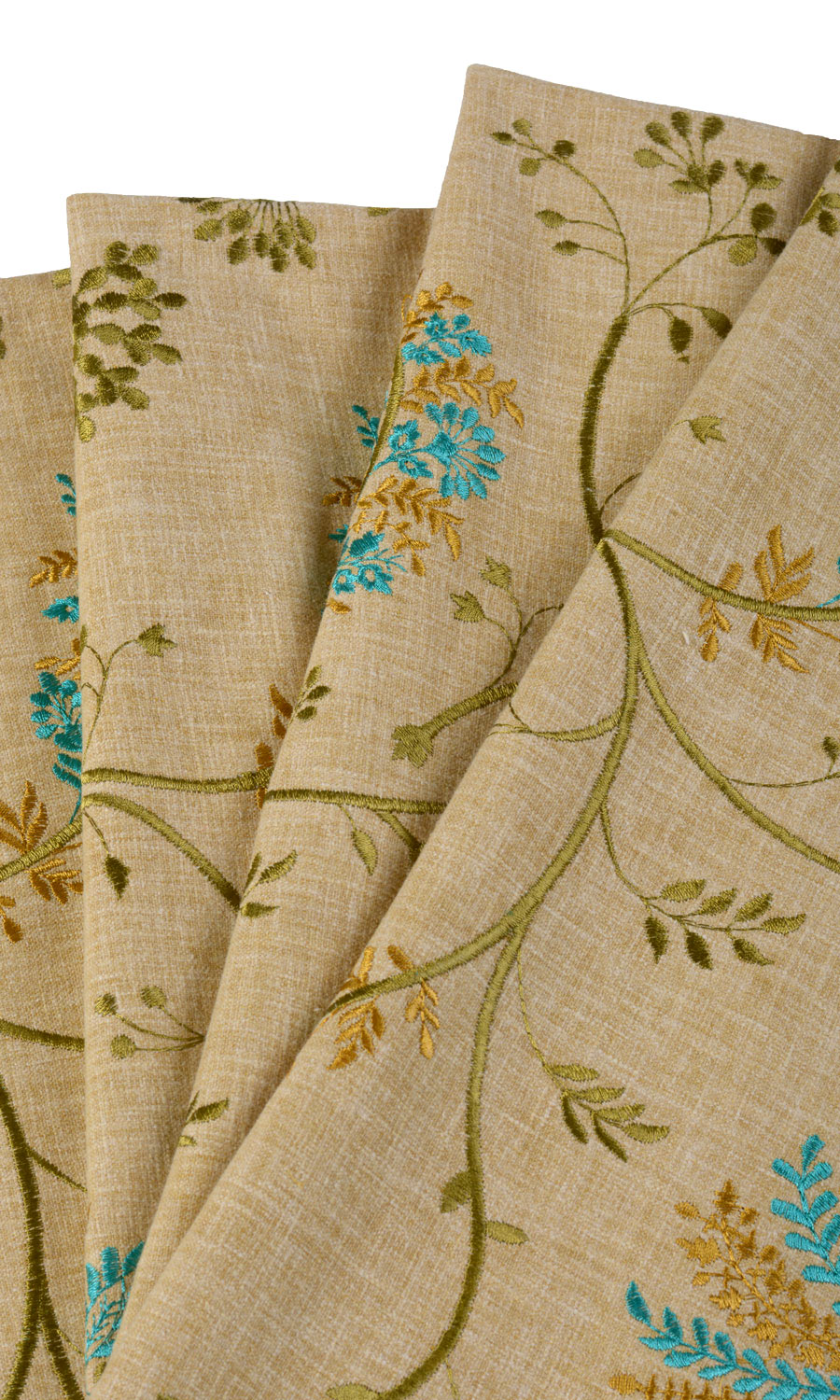 Floral Embroidery Fabric Material By the Yard (Beige/ Brown/ Green/ Blue)