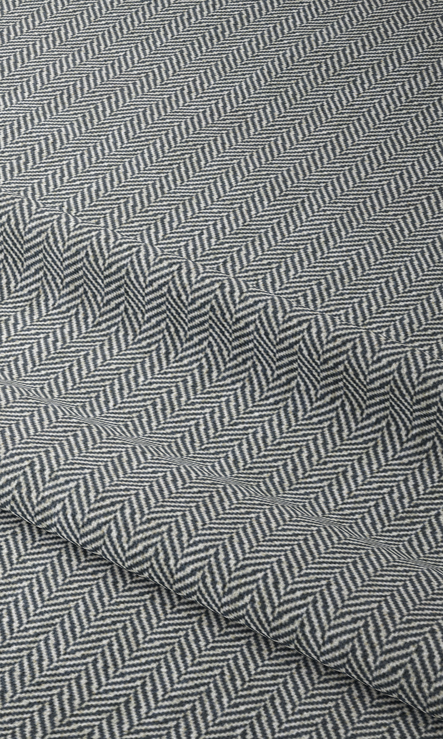 Herringbone Print Window Treatments Fabric By the Yard (Petrol Blue/ White)