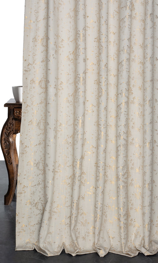 Metallic Abstract Home Décor Fabric By the Yard (Beige/ Golden)