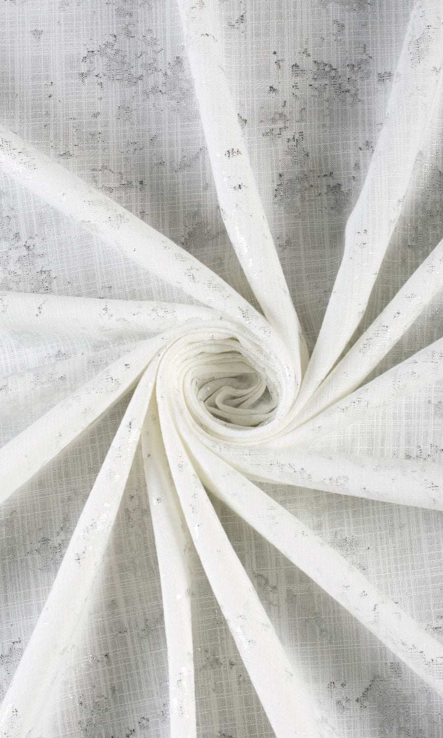 Metallic Abstract Print Fabric Sample for Roman Blinds & Shades (White/ Silver)