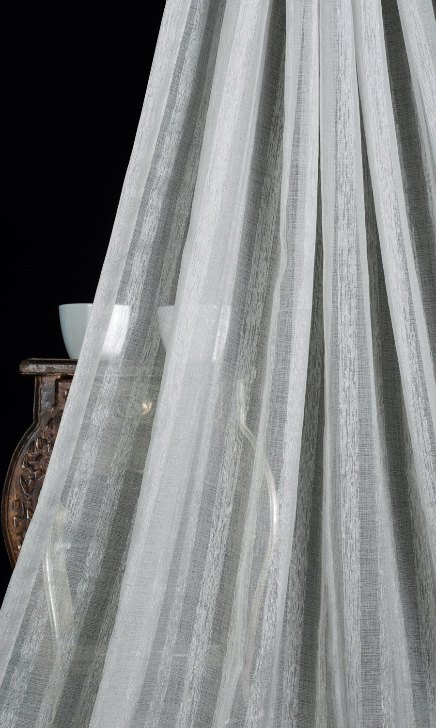 Striped Sheer Home Textile Fabric Material By the Yard (Grey)