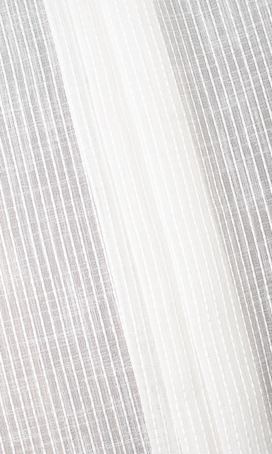 Embroidered Striped Sheer Fabric Material By the Yard (White)