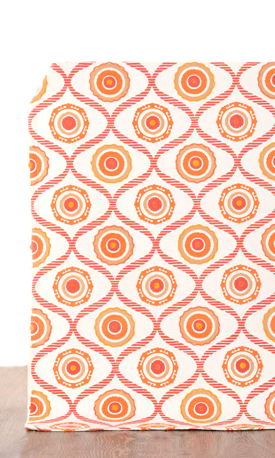 Printed Cotton Home Décor Fabric By the Yard (Red/ Orange/ White)