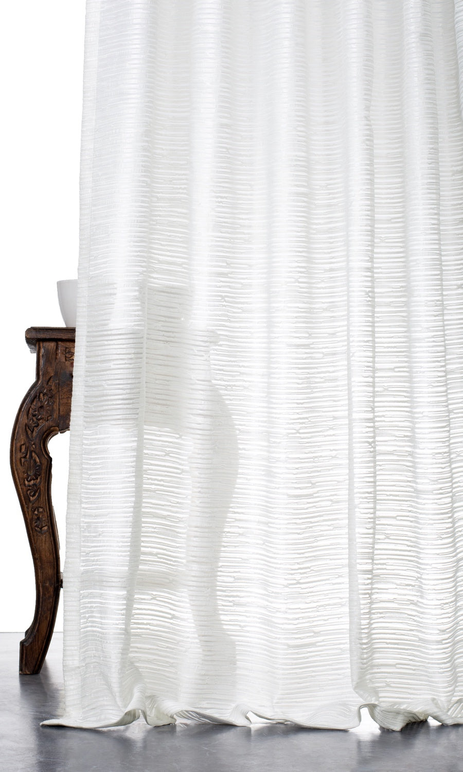 Textured Sheer Home Décor Fabric By the Yard (White)