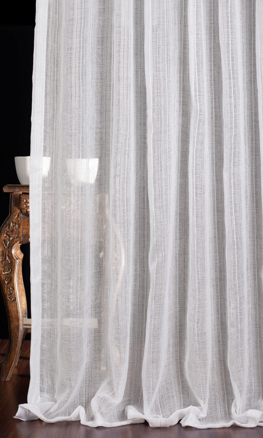 Textured Sheer Window Treatments Fabric Sample (White)