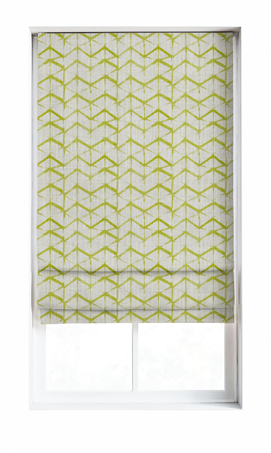 Bow-Arrow Patterned Window Treatments Fabric By the Metre (White/ Pear Green)