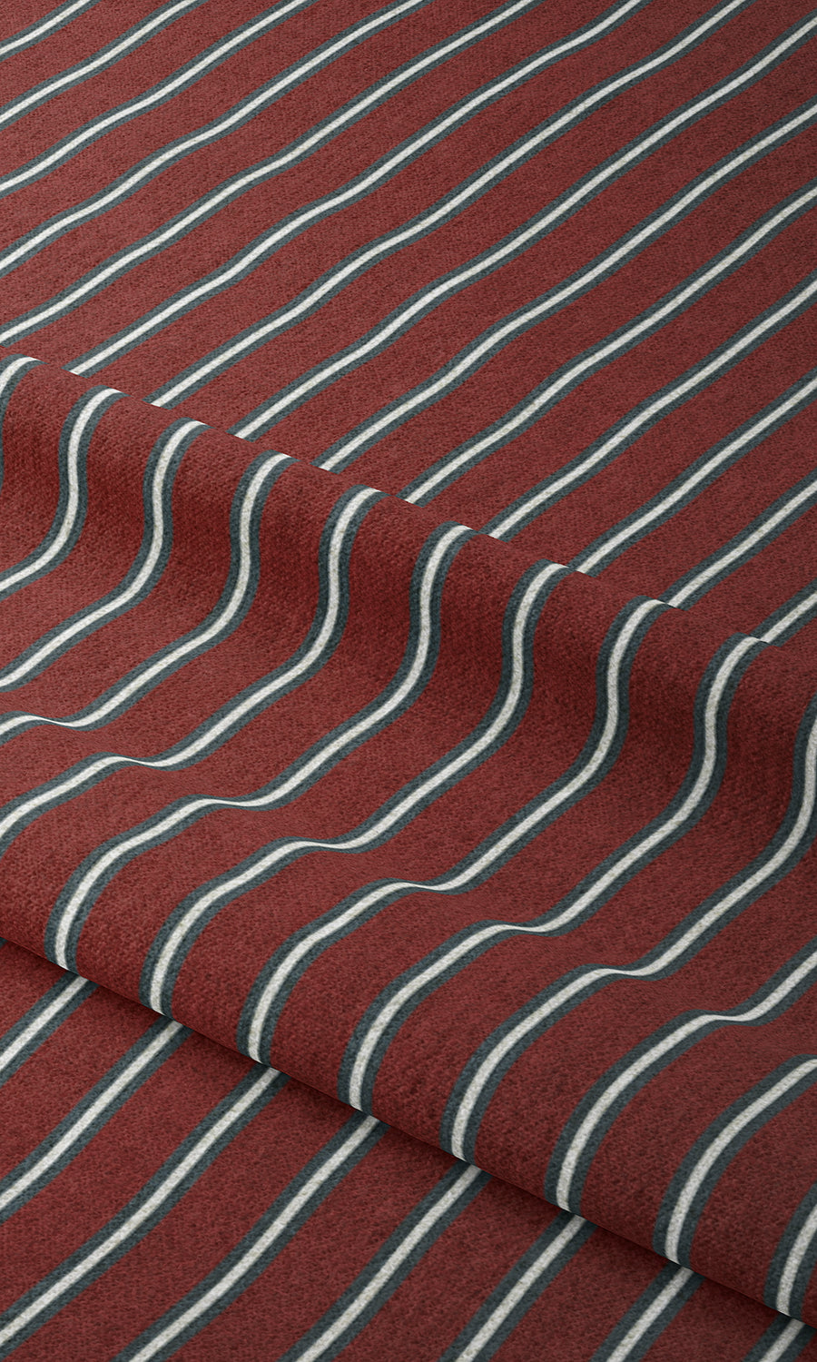 Modern Striped Home Textile Fabric Material By the Yard (Slate Grey/ Red)