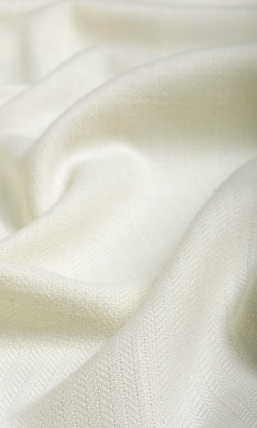 Herringbone Textured Fabric By the Yard for Curtains & Drapes (White/ Cream)