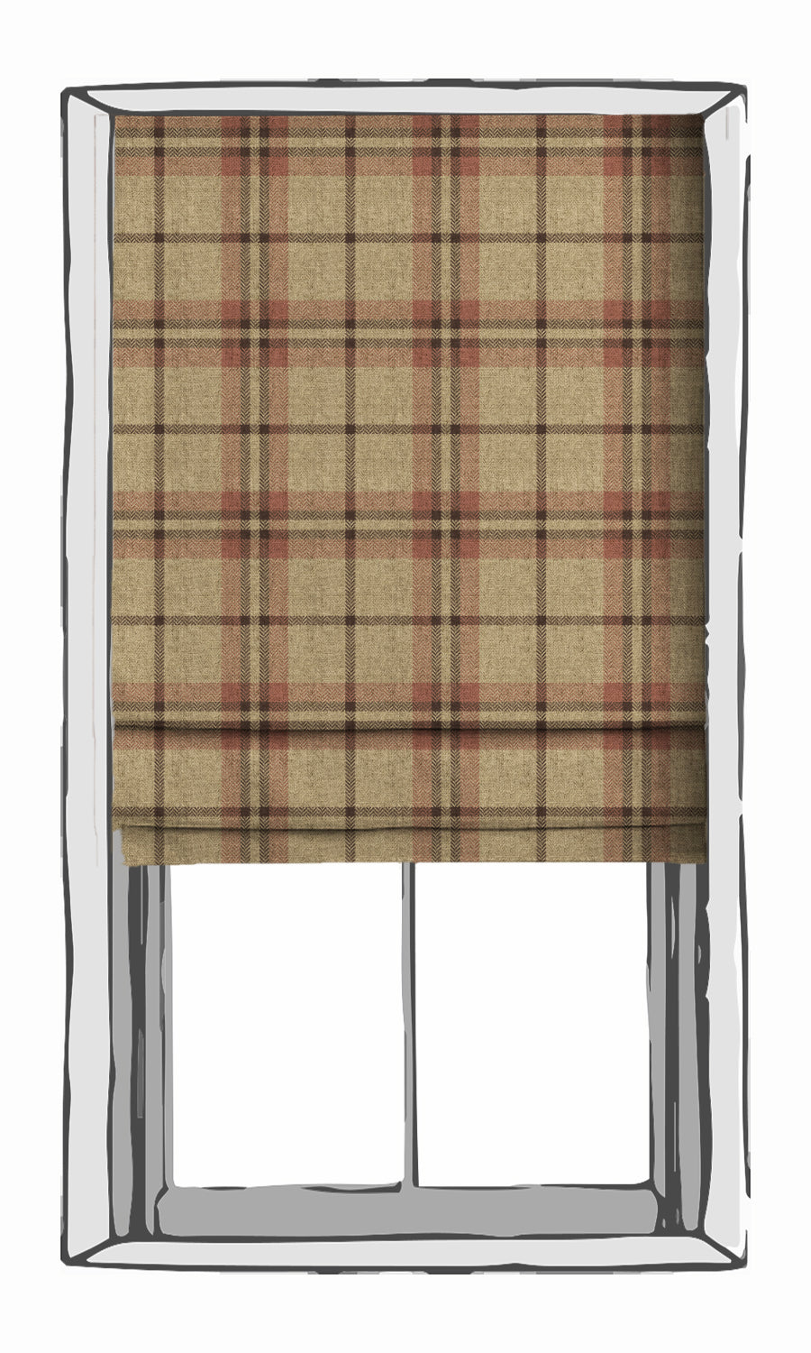 Check Patterned Window Treatments Fabric By the Yard (Beige/ Red)