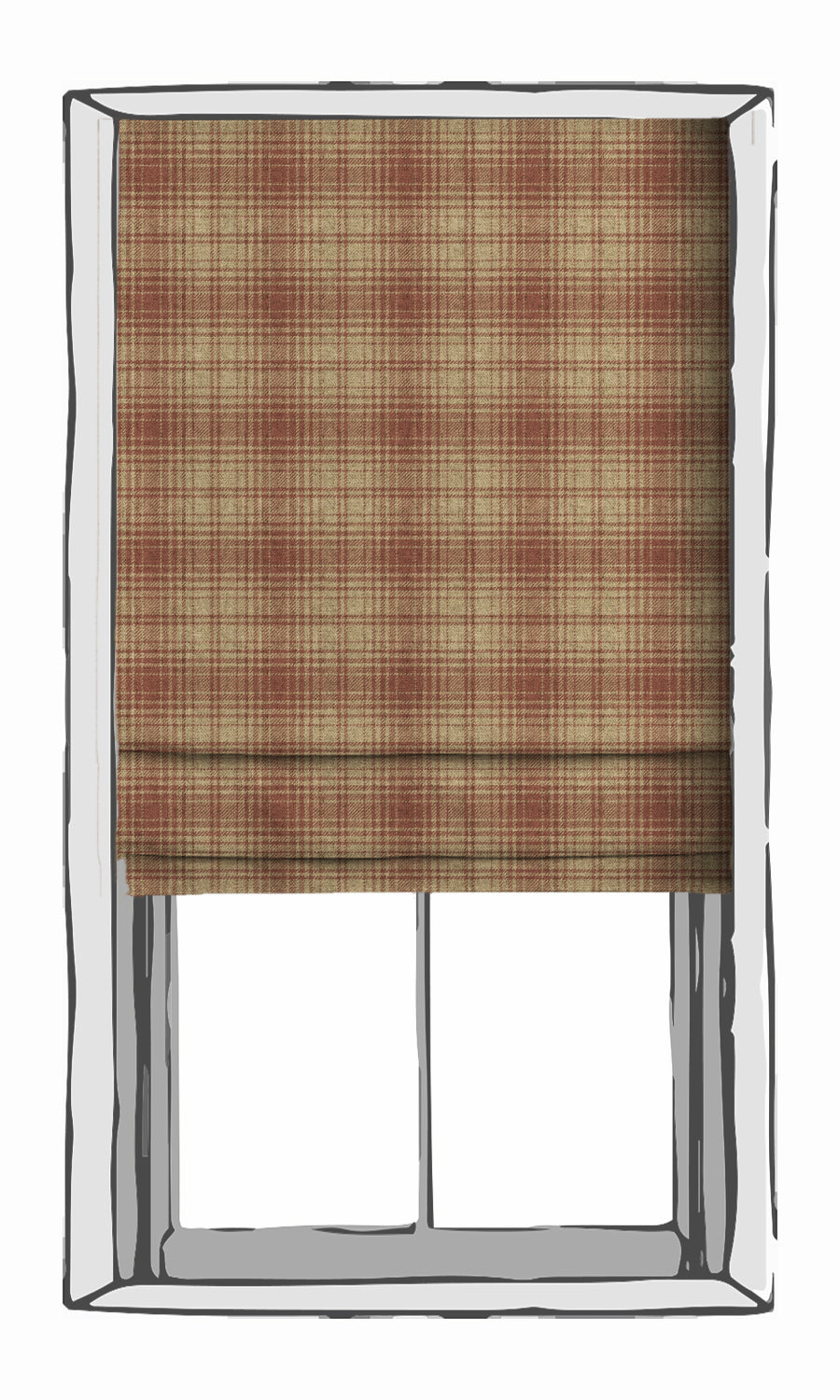 Plaid Patterned Window Treatments Fabric By the Yard (Beige & Red)