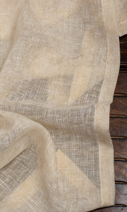 Metallic Accents Sheer Home Décor Fabric By the Yard (Beige)