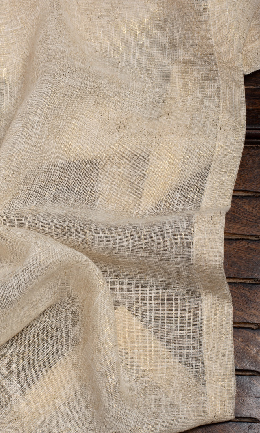 Metallic Accents Sheer Home Décor Fabric Sample (Beige)