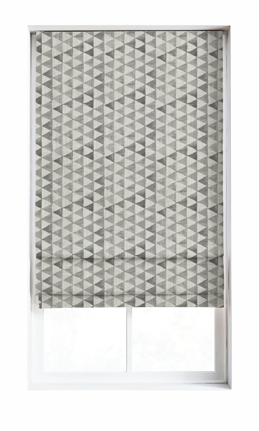 Triagonal Print Window Treatments Fabric By the Metre (Eggshell White/ Grey)