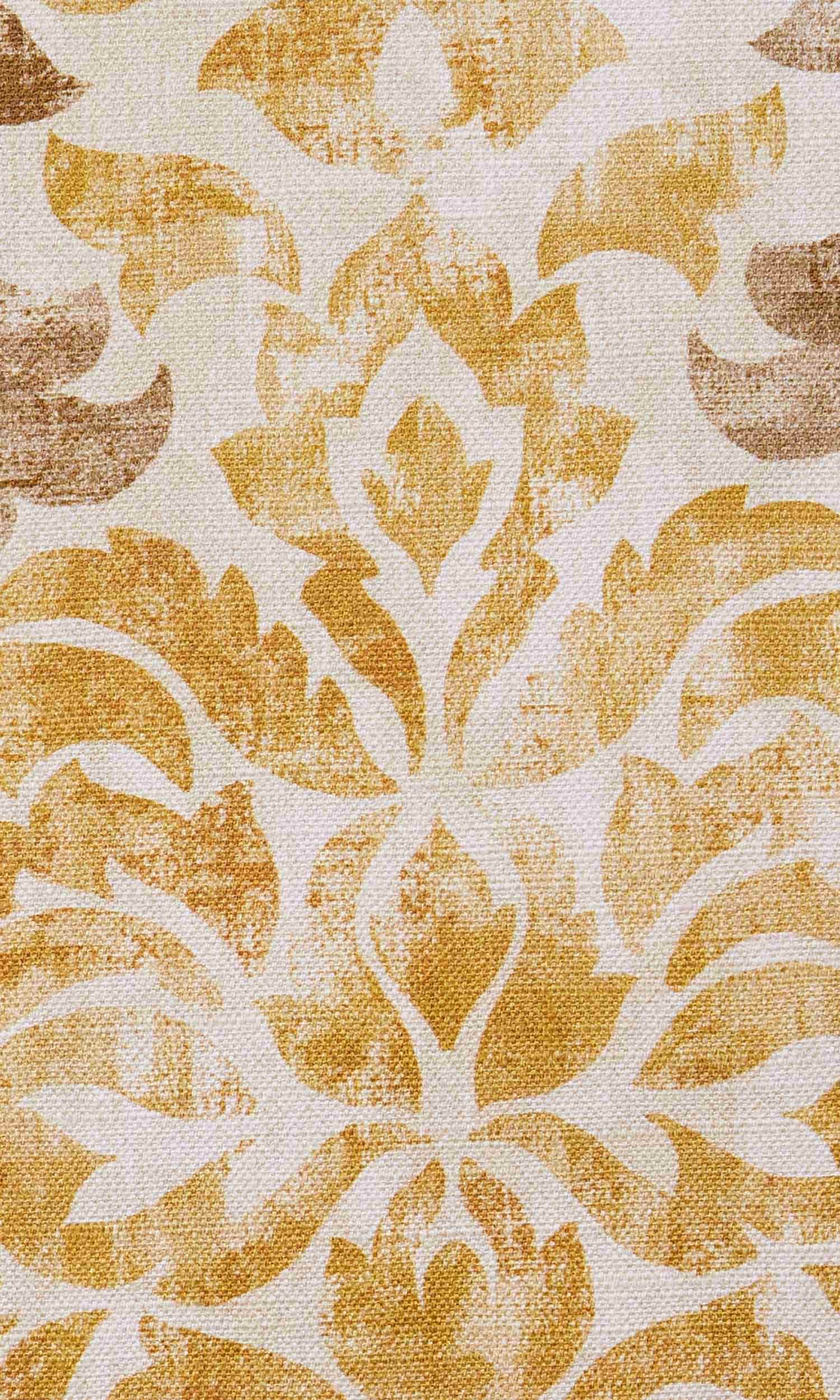 Damask Cotton Home Textile Fabric Material By the Yard (Ocher Yellow/ Mocha Brown)