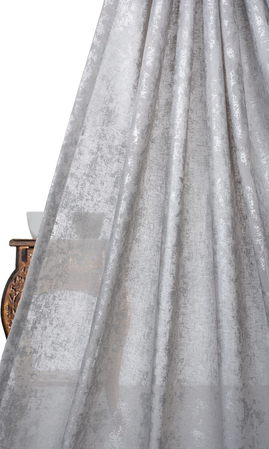 Metallic Accents Sheer Window Treatments Fabric Sample (Gray)