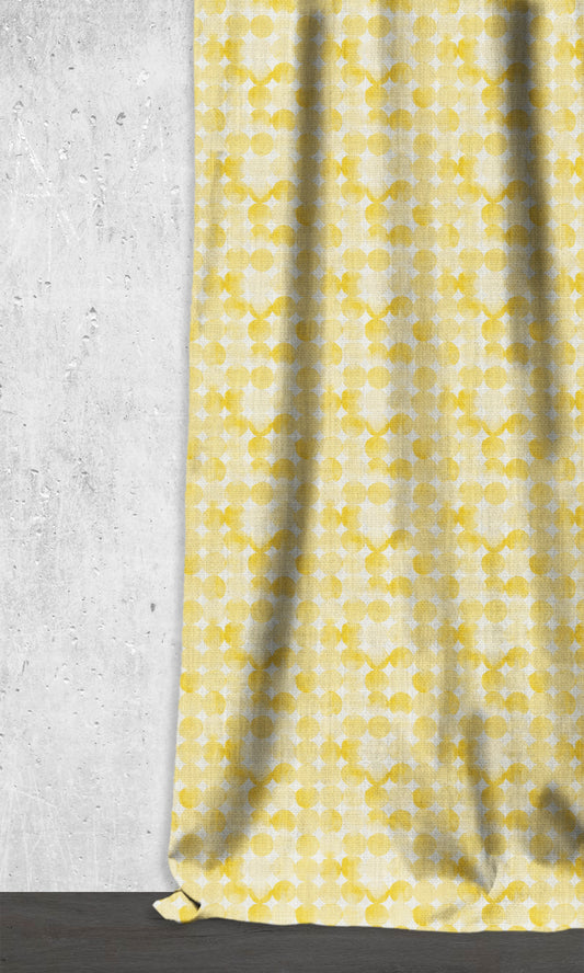 Polka Dot Home Décor Fabric By the Metre (Eggshell White/ Warm Yellow)