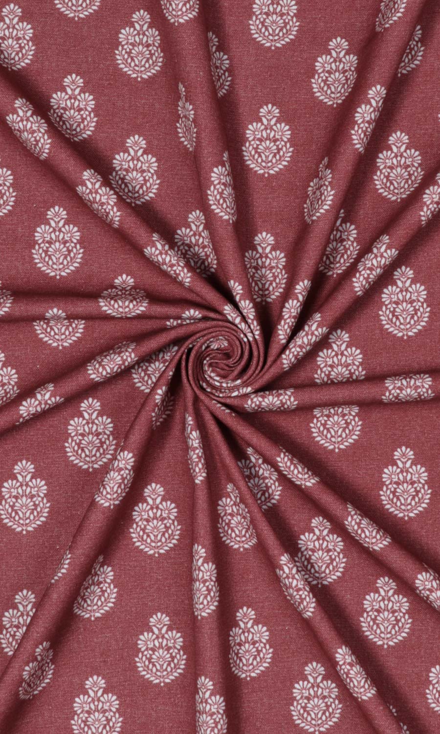 Floral Cotton Free Fabric Material Sample (Maroon Red)