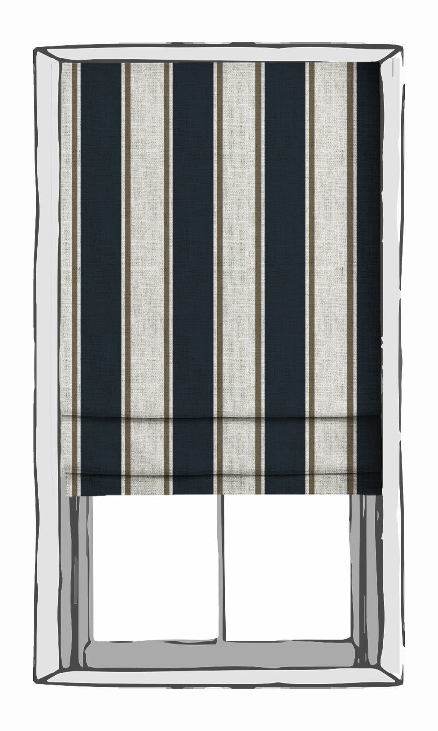 Geometric Fabric Material By the Yard (Navy Blue/ Brown)