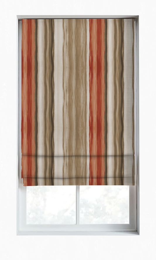 Room Darkening Striped Home Décor Fabric By the Yard (Red/ Brown)
