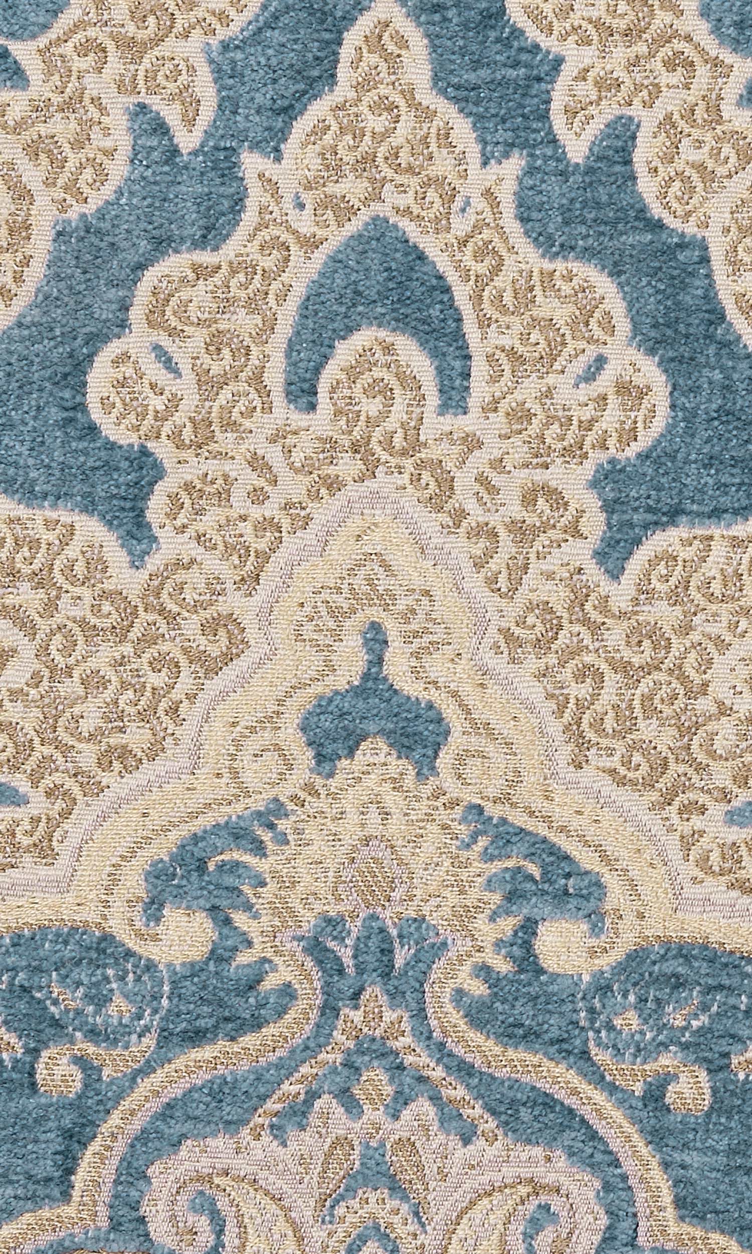 Damask Velvet Home Textile Fabric Material Sample (Beige/ Brown/ Blue)