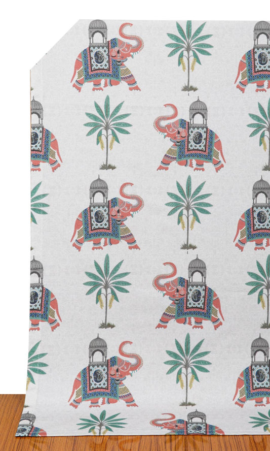Striped Cotton Blinds (Beige/ Coral Red)